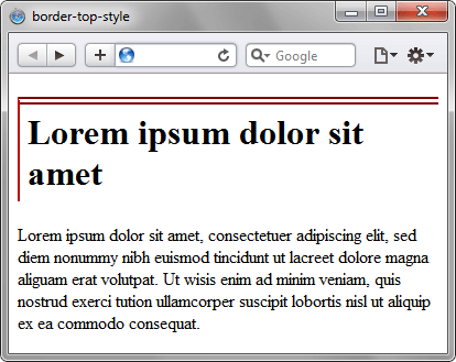 Применение свойства border-top-style