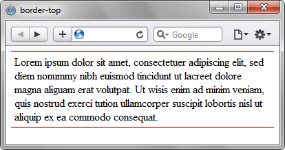 Применение свойства border-top