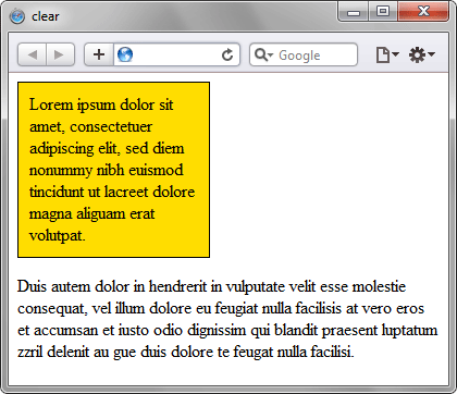 Применение свойства clear