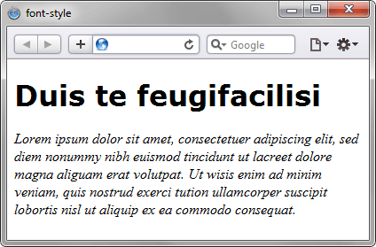 Применение свойства font-style