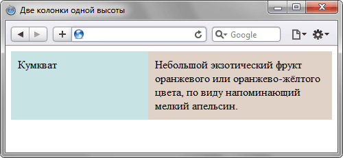 Две колонки, созданные с помощью границы