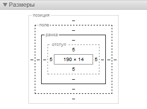 Размеры элемента